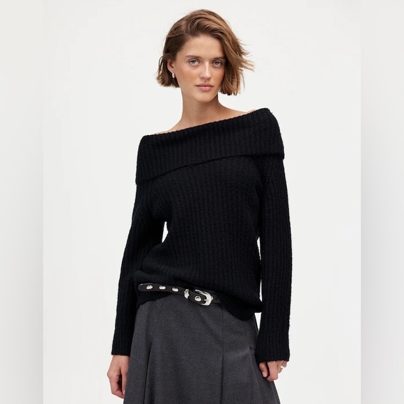 Madewell Merino Wool Cotton Blend Off-Shoulder Sweater...